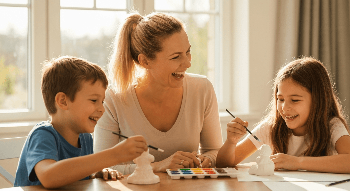 Family painting together