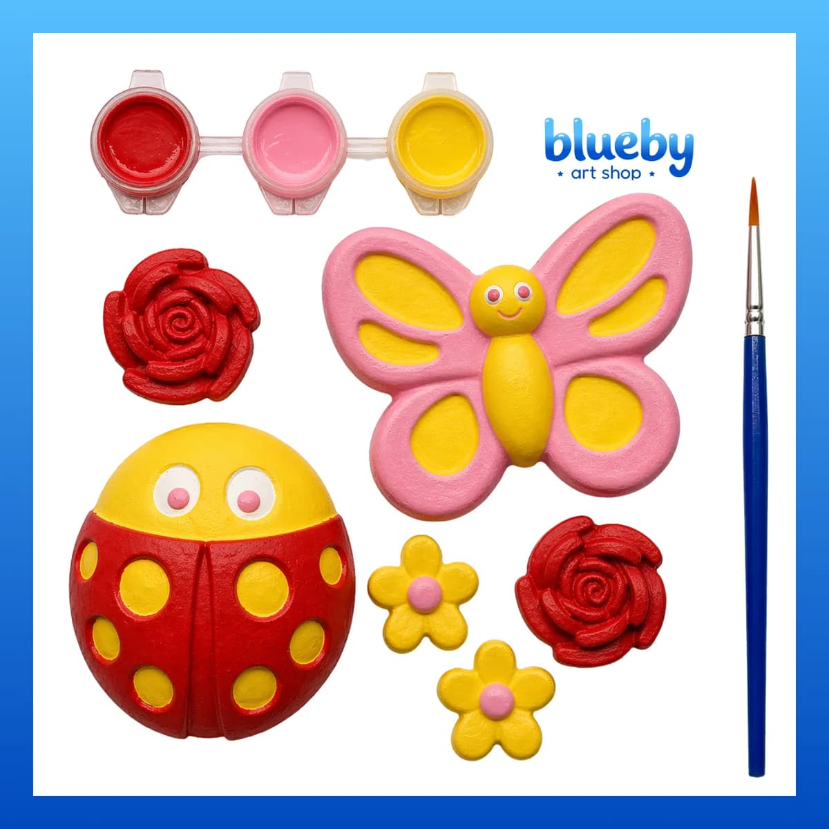 Painted garden plaster pieces