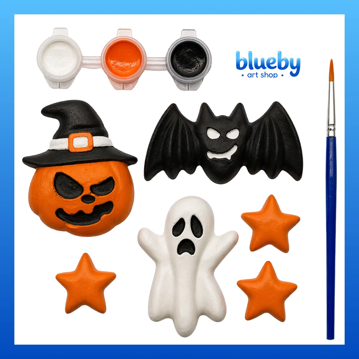 Halloween Party plaster pieces with paints and brush